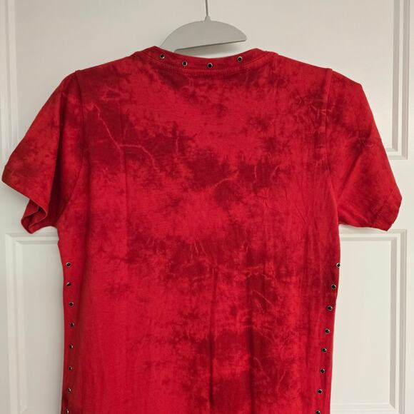 NEW NWT Women's Affliction Red Rhinestone Scoop Neck Tee | Size Medium - Picture 6 of 9